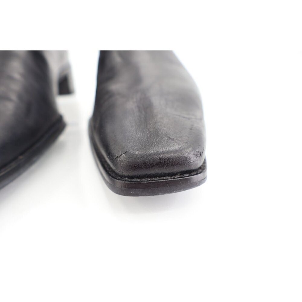 Stuart Weitzman Women Boot SZ 9.5 N Black Leather Square Toe Block Heel 90s Y2K - Picture 5 of 14